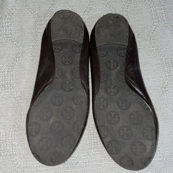 Tory Burch Women’s Ballet Slippers Sz 6 M Brown Leather Going Out Party Comfort - Picture 6 of 12